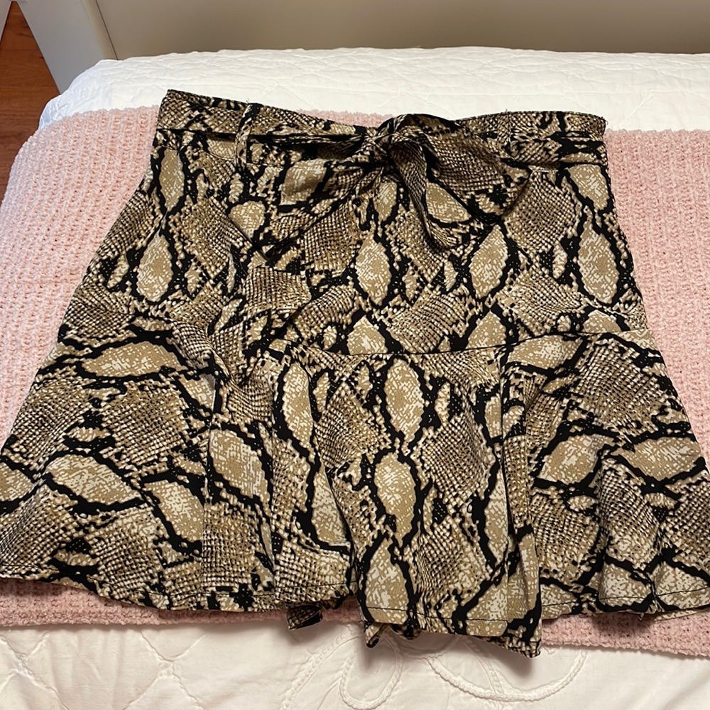 She + Sky Small Snakeskin Mini Skirt with built in shorts